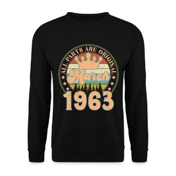 March 1963. March 1963 Birthday Gift. March. - Unisex Sweatshirt - black - Front - Alina (178cm) & Michal (187cm)
