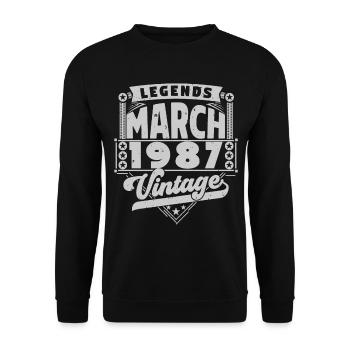 Vintage Anniversary Gift March 1987, March 1987. - Unisex Sweatshirt - black - Front - Alina (178cm) & Michal (187cm)