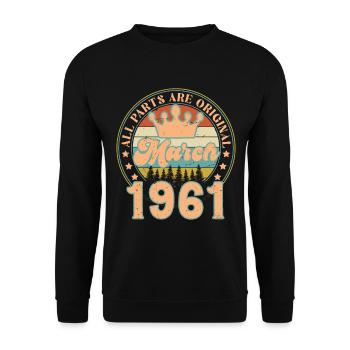 Mars 1961. Cadeau d’anniversaire mars 1961. March. - Sweat-shirt Unisexe - noir - Devant - Alina (178cm) & Michal (187cm)