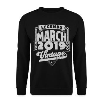 Vintage Anniversary Gift March 2019, March 2019. - Unisex Sweatshirt - black - Front - Alina (178cm) & Michal (187cm)