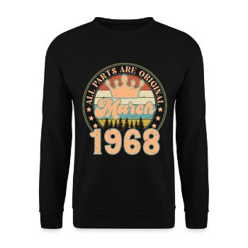 Mars 1968. Cadeau d’anniversaire mars 1968. March. - Sweat-shirt Unisexe - noir - Devant - Alina (178cm) & Michal (187cm)
