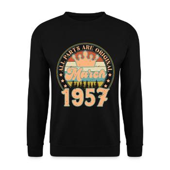März 1957. März 1957 Geburtstagsgeschenk. März. - Unisex Pullover - Schwarz - Vorne - Alina (178cm) & Michal (187cm)