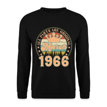 March 1966. March 1966 Birthday Gift. March. - Unisex Sweatshirt - black - Front - Alina (178cm) & Michal (187cm)