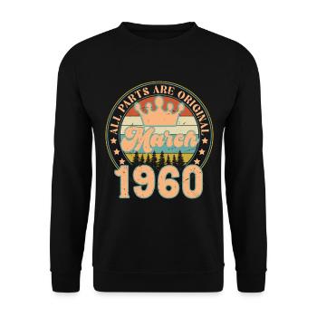 Mars 1960. Cadeau d’anniversaire mars 1960. March. - Sweat-shirt Unisexe - noir - Devant - Alina (178cm) & Michal (187cm)