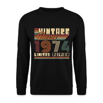 1974 Vintage Vintage Birthday Gift - Unisex Sweatshirt - black - Front - Alina (178cm) & Michal (187cm)