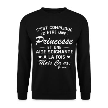 Prinzessin & Pflegerin - Unisex Pullover - Schwarz - Vorne - Alina (178cm) & Michal (187cm)