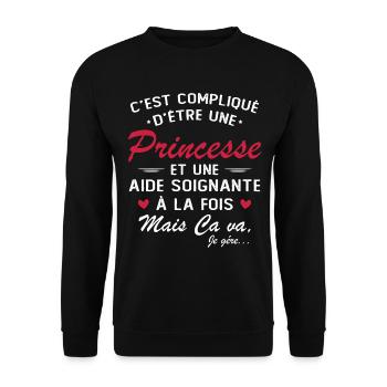 Prinzessin & Pflegerin - Unisex Pullover - Schwarz - Vorne - Alina (178cm) & Michal (187cm)