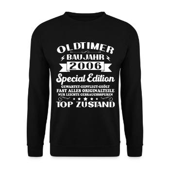 Oldtimer Baujahr 2006 Jahrgang Geburtstag Geschenk - Unisex Pullover - Schwarz - Vorne - Alina (178cm) & Michal (187cm)