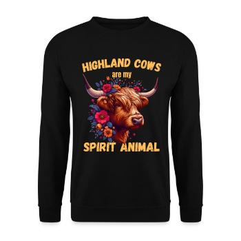 Vache, Highlands Écossais, Boeuf, , Animal, Âme - Sweat-shirt Unisexe - noir - Devant - Alina (178cm) & Michal (187cm)
