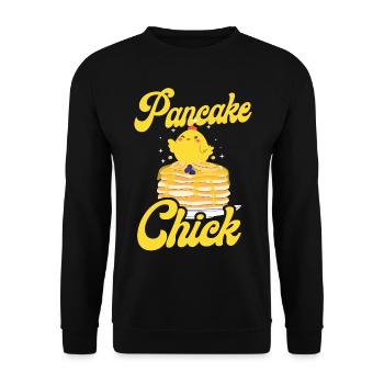 Pancake Lover Kids Chicken Girl - Unisex Pullover - Schwarz - Vorne - Alina (178cm) & Michal (187cm)