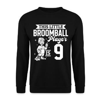 Ce petit joueur de ballon-balai a 9 ans - Broo - Sweat-shirt Unisexe - noir - Devant - Alina (178cm) & Michal (187cm)