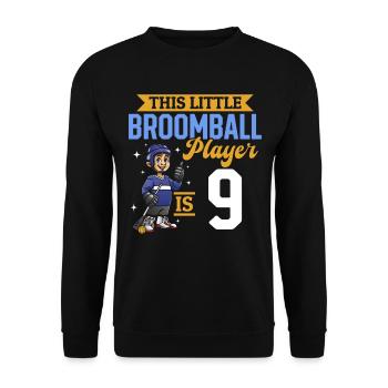 Broomball Player Kids 9th Birthday Broomball - Unisex Pullover - Schwarz - Vorne - Alina (178cm) & Michal (187cm)