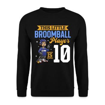Broomball Player Kids 10th Birthday Broomball - Unisex Pullover - Schwarz - Vorne - Alina (178cm) & Michal (187cm)