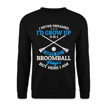Broomball Saying - Super Sexy Broomball Player - Unisex Sweatshirt - black - Front - Alina (178cm) & Michal (187cm)