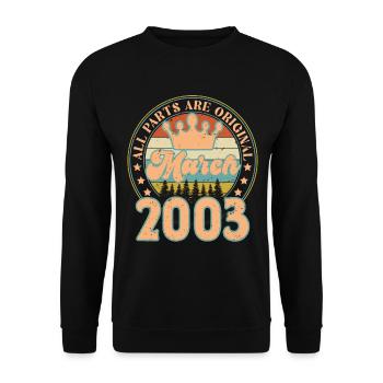 Mars 2003. Cadeau d’anniversaire mars 2003. March. - Sweat-shirt Unisexe - noir - Devant - Alina (178cm) & Michal (187cm)