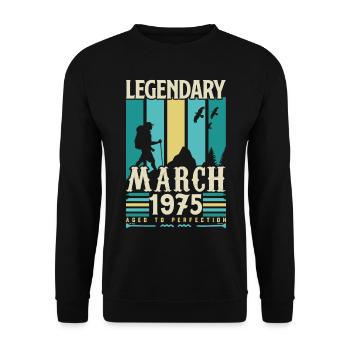 March 1975 Birthday, March 1975 Vintage Gift. - Unisex Sweatshirt - black - Front - Alina (178cm) & Michal (187cm)