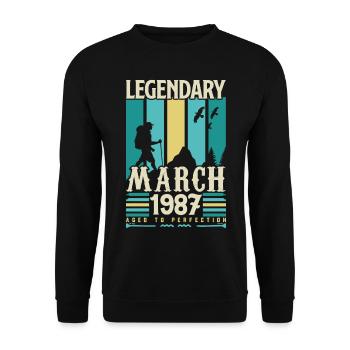 March 1987 Birthday,March 1987 Vintage Gift. - Unisex Sweatshirt - black - Front - Alina (178cm) & Michal (187cm)