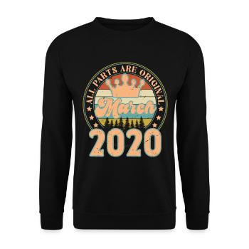 Mars 2020. Cadeau d’anniversaire mars 2020. March. - Sweat-shirt Unisexe - noir - Devant - Alina (178cm) & Michal (187cm)