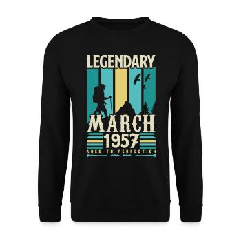 März 1957 Geburtstag, März 1957 Vintage-Geschenk. - Unisex Pullover - Schwarz - Vorne - Alina (178cm) & Michal (187cm)