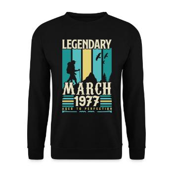 March 1977 Birthday, March 1977 Vintage Gift. - Unisex Sweatshirt - black - Front - Alina (178cm) & Michal (187cm)
