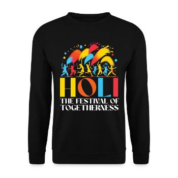 Happy Holi Greetings Hinduism Indian Festival - Unisex Sweatshirt - black - Front - Alina (178cm) & Michal (187cm)