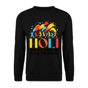 Happy Holi Greetings Hinduism Indian Festival - Unisex Sweatshirt - black - Front - Alina (178cm) & Michal (187cm)