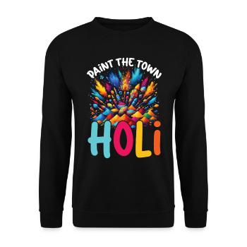 Happy Holi Greetings Hinduism Indian Festival - Unisex Sweatshirt - black - Front - Alina (178cm) & Michal (187cm)
