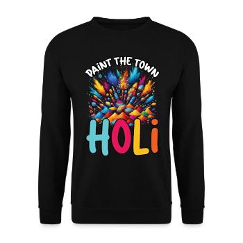 Happy Holi Greetings Hinduism Indian Festival - Unisex Sweatshirt - black - Front - Alina (178cm) & Michal (187cm)