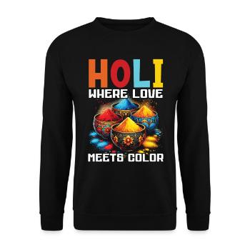 Happy Holi Greetings Hinduism Indian Festival - Unisex Sweatshirt - black - Front - Alina (178cm) & Michal (187cm)