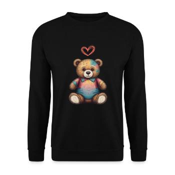 Teddy Bear Cartoon with Heart Teddy Bear Cute - Unisex Sweatshirt - black - Front - Alina (178cm) & Michal (187cm)