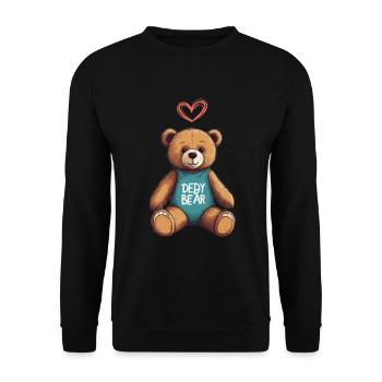 Teddy Bear Cartoon with Heart Teddy Bear Cute - Unisex Sweatshirt - black - Front - Alina (178cm) & Michal (187cm)