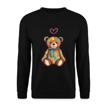 Teddy Bear Cartoon with Heart Teddy Bear Cute - Unisex Sweatshirt - black - Front - Alina (178cm) & Michal (187cm)