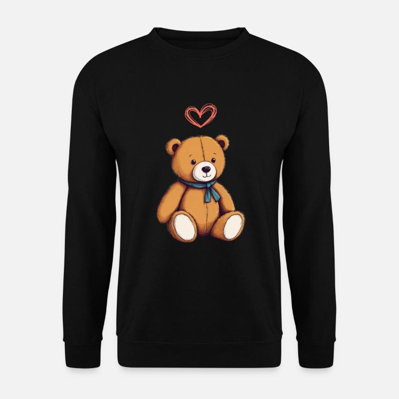 Teddybär Cartoon mit Herz Teddy Bär Süß - Unisex Pullover - Schwarz