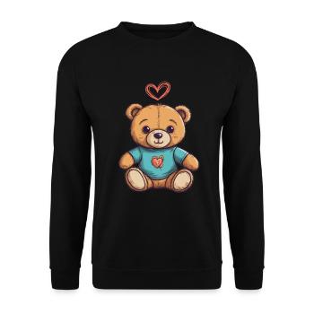 Teddy Bear Cartoon with Heart Teddy Bear Cute - Unisex Sweatshirt - black - Front - Alina (178cm) & Michal (187cm)