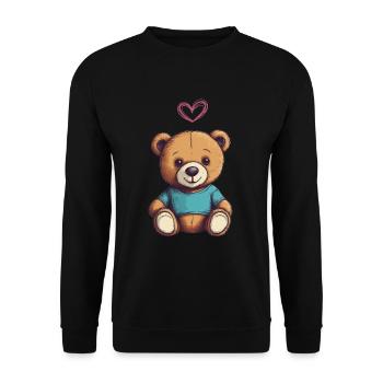 Teddy Bear Cartoon with Heart Teddy Bear Cute - Unisex Sweatshirt - black - Front - Alina (178cm) & Michal (187cm)