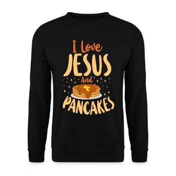 Les enfants amoureux des crêpes J’aime Jésus - Sweat-shirt Unisexe - noir - Devant - Alina (178cm) & Michal (187cm)