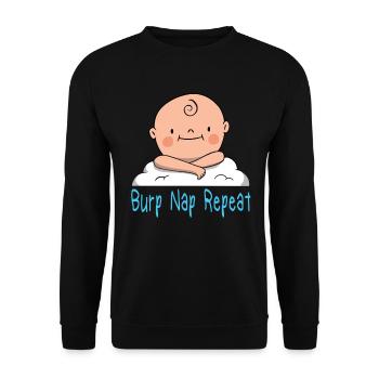 Burp Nap Repeat Pregnancy Baby Babies - Unisex Sweatshirt - black - Front - Alina (178cm) & Michal (187cm)