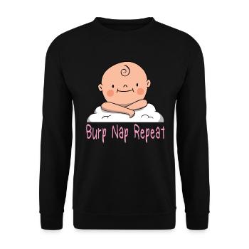 Burp Nap Repeat Pregnancy Baby Babies - Unisex Sweatshirt - black - Front - Alina (178cm) & Michal (187cm)