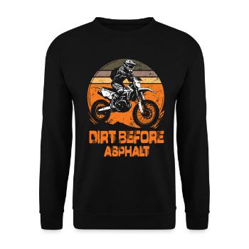 Dirt Before Asphalt Motocross Motorcycle Enduro - Unisex Sweatshirt - black - Front - Alina (178cm) & Michal (187cm)