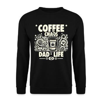 Vatertag Coffee Chaos Dad Life Papa Vater - Unisex Pullover - Schwarz - Vorne - Alina (178cm) & Michal (187cm)