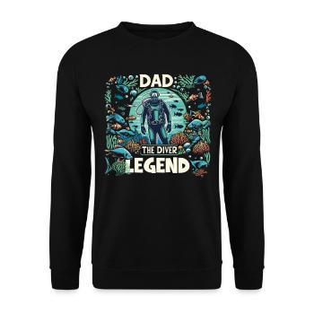 Fête des pères Papa la légende du plongeur Papa Papa plongeur - Sweat-shirt Unisexe - noir - Devant - Alina (178cm) & Michal (187cm)