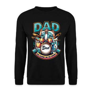 Fête des pères Papa la légende à la batterie Papa Papa - Sweat-shirt Unisexe - noir - Devant - Alina (178cm) & Michal (187cm)
