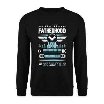 Vatertag Fatherhood Level Expert Papa Gamer Vater - Unisex Pullover - Schwarz - Vorne - Alina (178cm) & Michal (187cm)