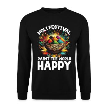 Happy Holi Greetings Hinduism Indian Festival - Unisex Sweatshirt - black - Front - Alina (178cm) & Michal (187cm)