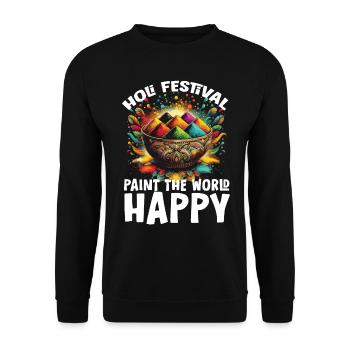 Happy Holi Greetings Hinduism Indian Festival - Unisex Sweatshirt - black - Front - Alina (178cm) & Michal (187cm)