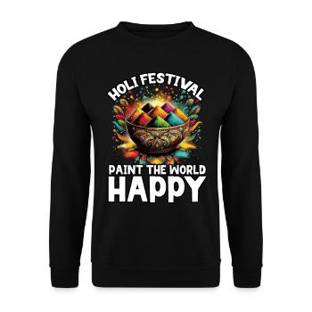 Happy Holi Greetings Hinduism Indian Festival - Unisex Sweatshirt - black - Front - Alina (178cm) & Michal (187cm)