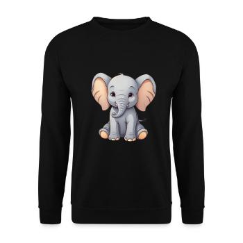 Elefant Bunt Süßes Elefanten Baby Cartoon - Unisex Pullover - Schwarz - Vorne - Alina (178cm) & Michal (187cm)
