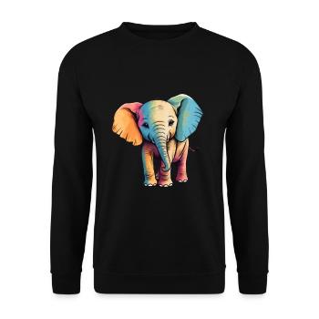 Elefant Bunt Süßes Elefanten Baby Mandala Hindi - Unisex Pullover - Schwarz - Vorne - Alina (178cm) & Michal (187cm)