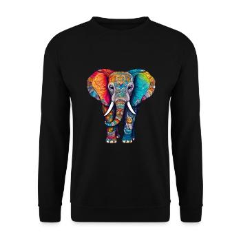 Elefant Bunt Süßes Elefanten Baby Mandala Hindi - Unisex Pullover - Schwarz - Vorne - Alina (178cm) & Michal (187cm)