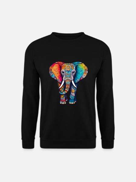 Elefant Bunt Süßes Elefanten Baby Mandala Hindi - Unisex Pullover - Schwarz
